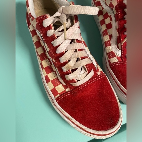 Vans Unisex Old Skool (Primary Check) Skate Shoe, men sz 6.5, women sz 8, red - Picture 6 of 7